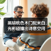 黑胡桃色木门配米白，光影碰撞出诗意空间（图1）